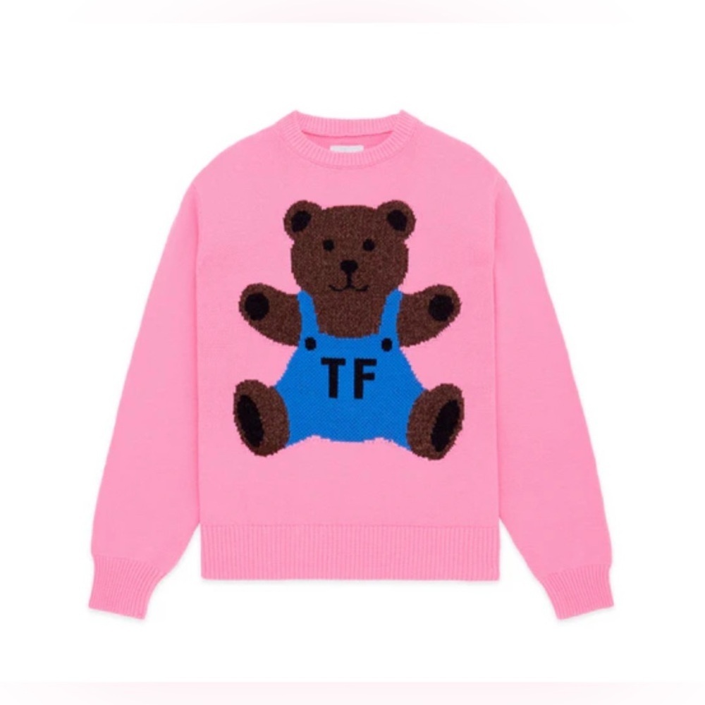 NWT Teddy Fresh Women Intarsia Bear Sweater Pink Size 3XL Graphic Print Quirky